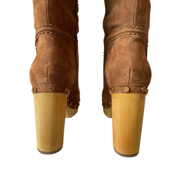 Veronica Beard Glendale Hazelwood Suede Clog Knee High Boots Size 7.5 NEW - Picture 13 of 16